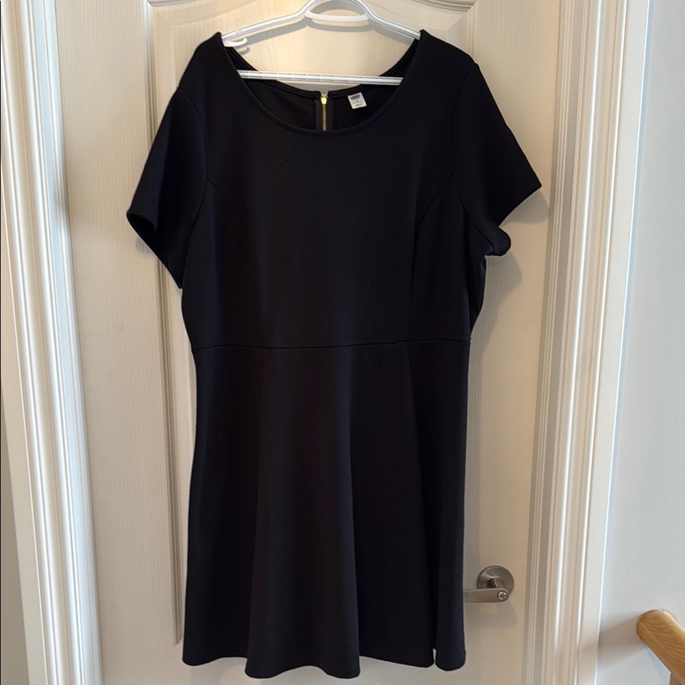 Old Navy Black Mini Dress with Dolman Sleeves and Gold Zipper